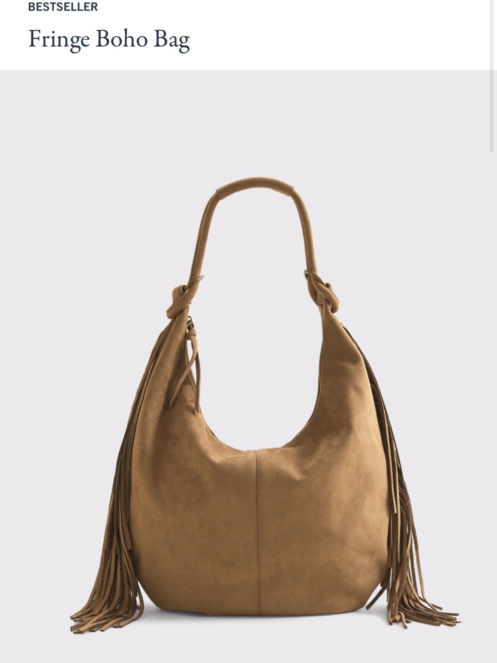 Abercrombie & Fitch -Fringe Boho Hobo Bag - Tan